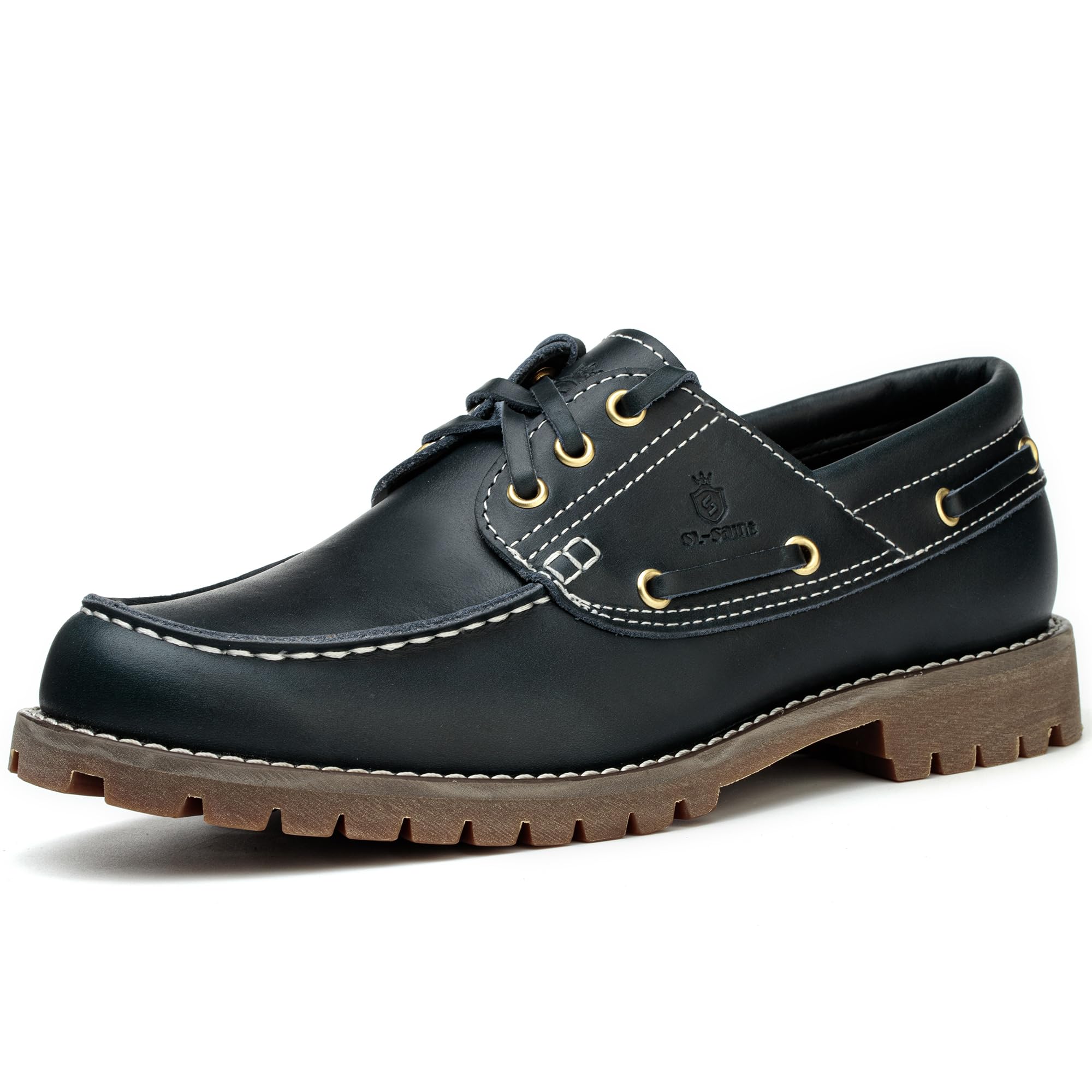 SL-Saint Scarpe Classiche Boat&Deck da Uomo Fatte a Mano Moc Toe Lace Up Moda Confortevole in Pelle Pieno Fiore
