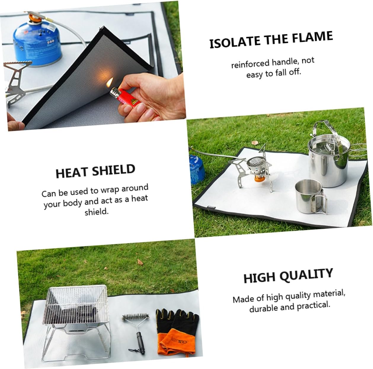 Fireproof Insulation Mat for Camping Grill Heat Shield Blanket Barbecue Insulation Pad Heat Mat for Outdoor Use