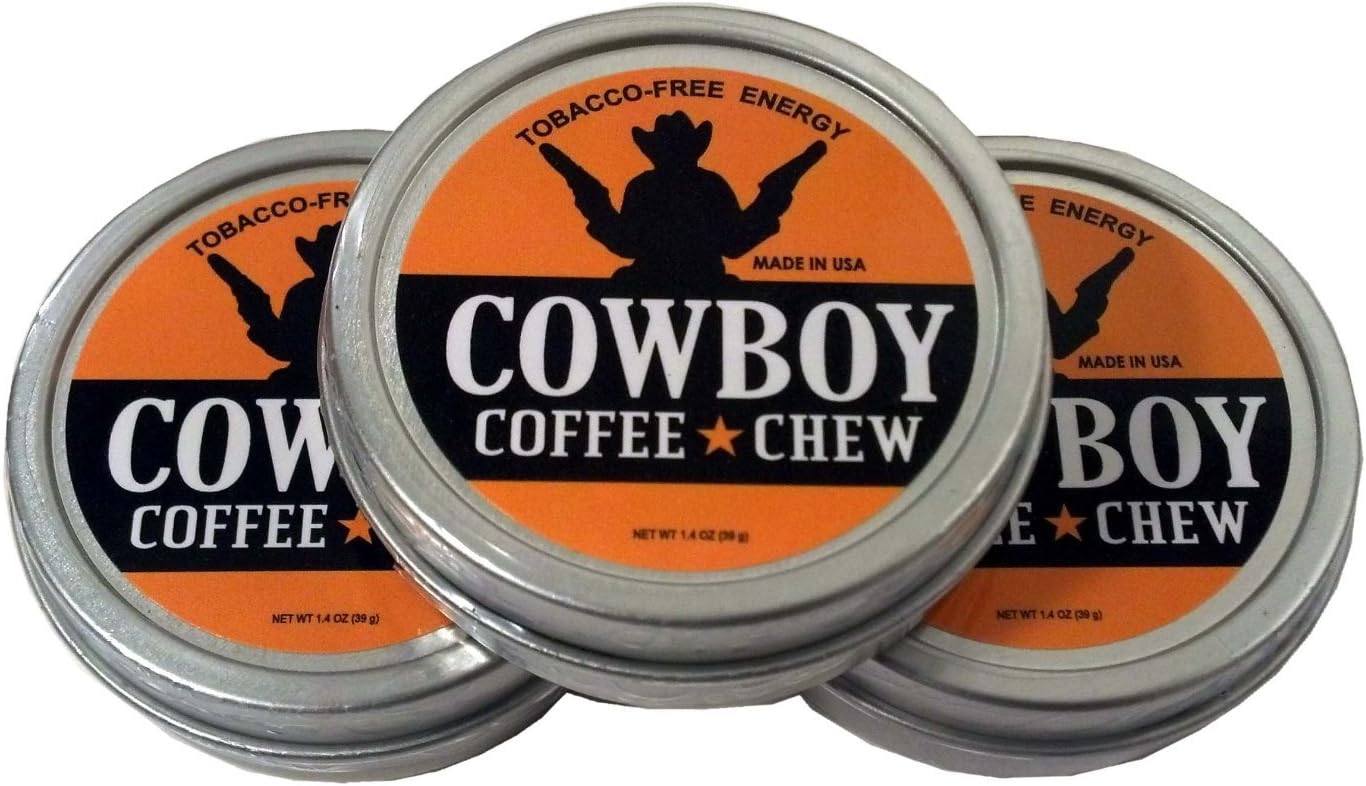 Cowboy Coffee Chew (Pack of 3) Quit Chewing Tin Can Non Tobacco Nicotine Smokeless Alternative to Dip Snuff Snus Leaf