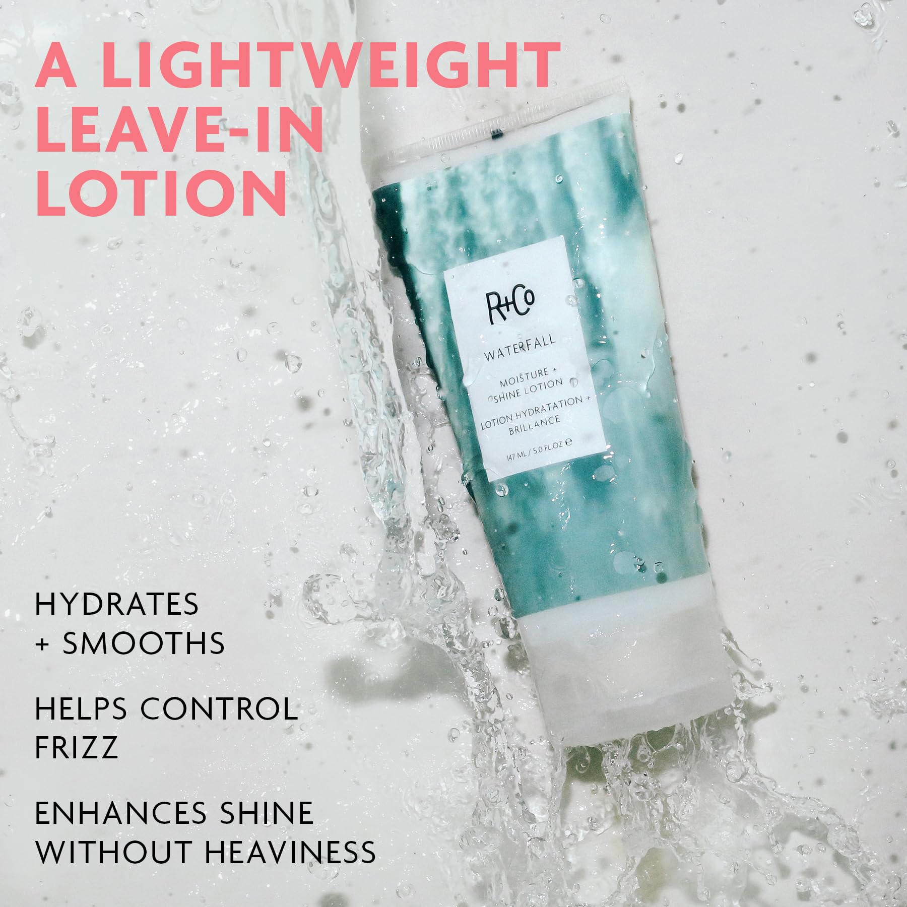 Waterfall Moisture and Shine Lotion by R+Co for Unisex - 5 oz Lotion