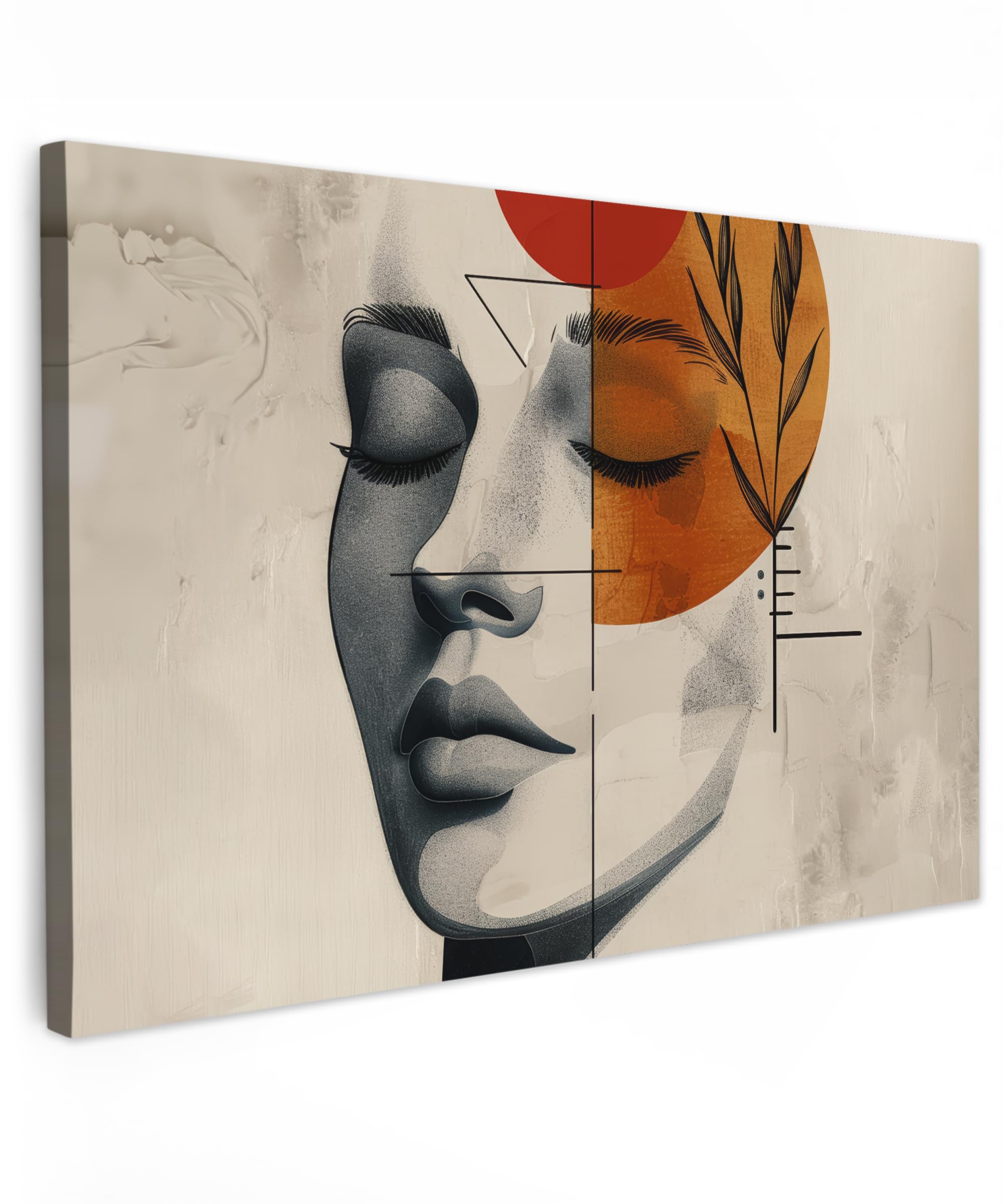 MuchoWow© Canvas Wall Art 12"x8" / 30x20 cm Decor Paintings Prints framed on Canvas Decorations Wallart Woman - Botanical - Orange - Art - Modern — image 1