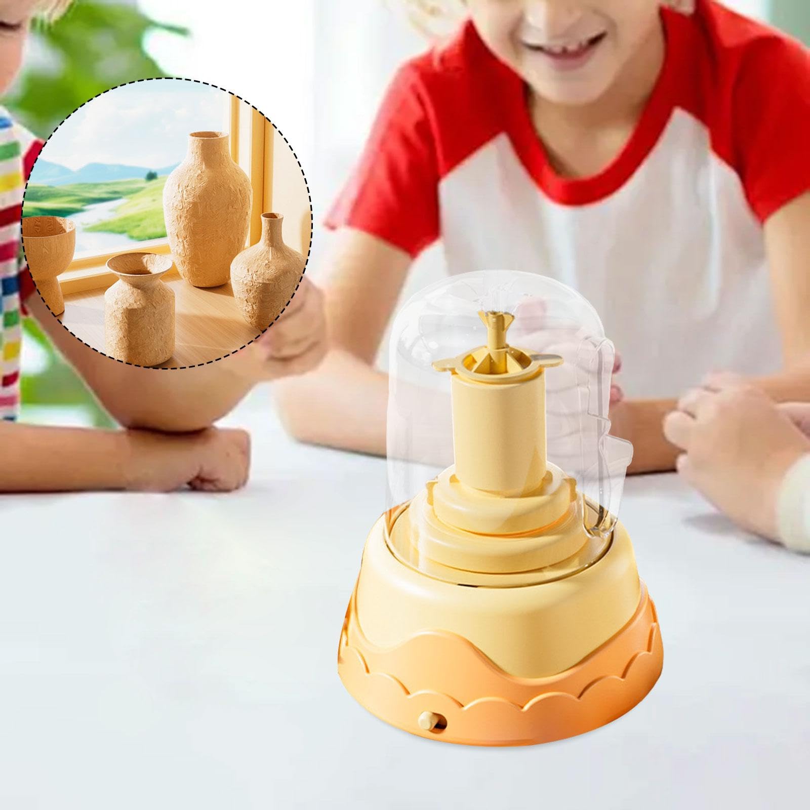 predolo Kit completo per ceramica con tornio elettrico, regalo di compleanno, strumenti compatti per pittura e intaglio per principianti dagli 8 ai 12 anni, Giallo