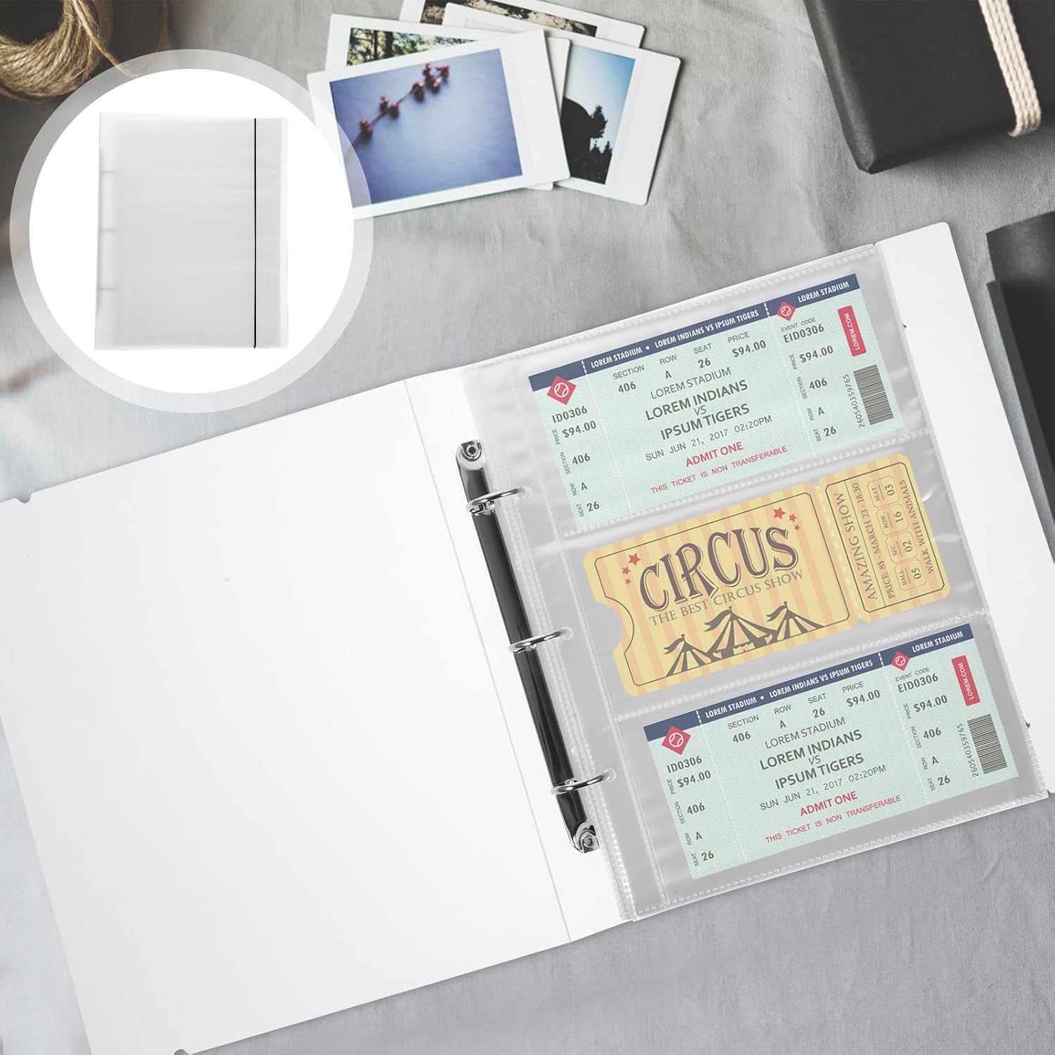 DOITOOL Portable Ticket Organizer Binder Photo Album with Loose-leaf Pvc Pages for DIY Photo Formats and Ticket Storage, for Graduation and Home Use, Light Album