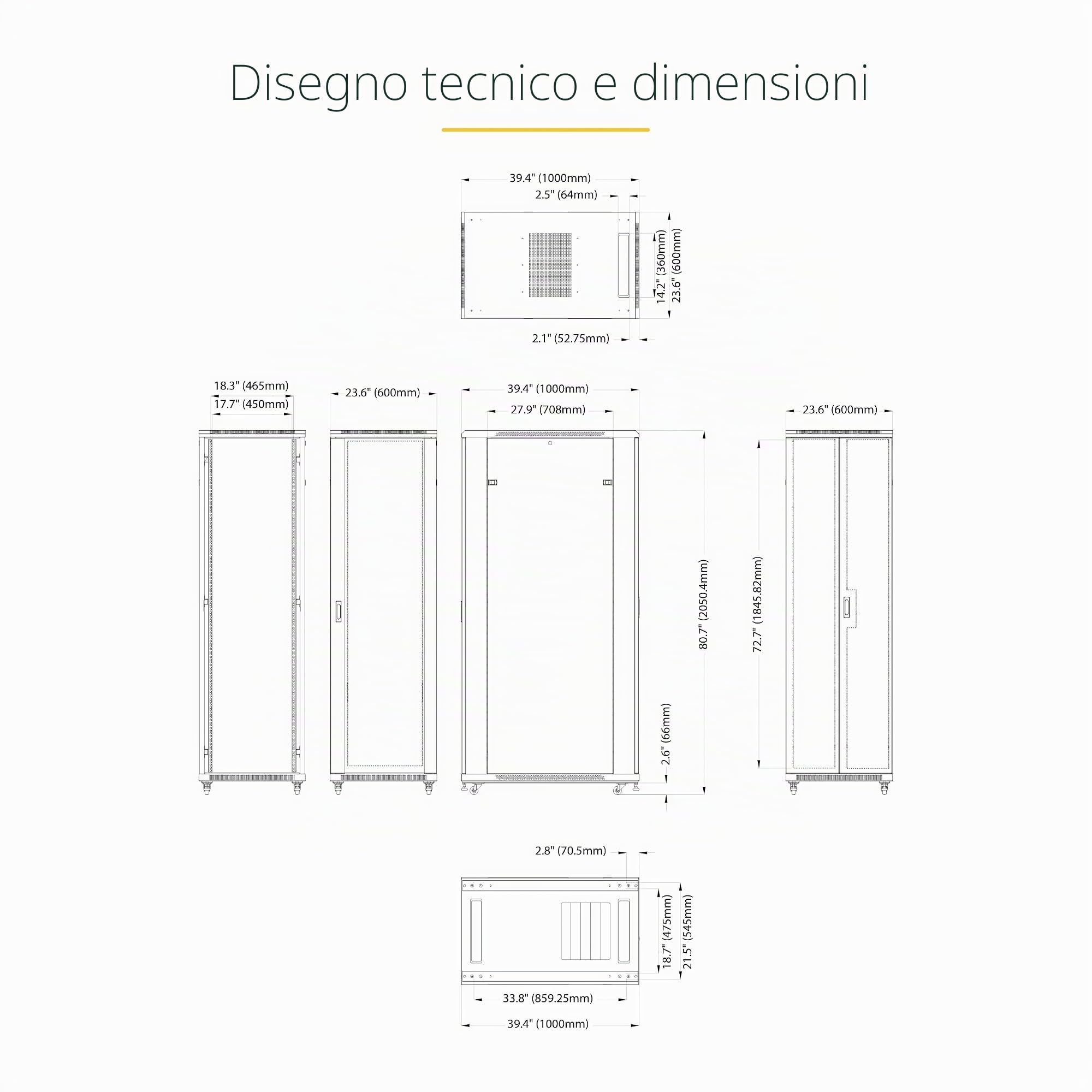 StarTech. com 4-Post 42U Server Rack Cabinet, 19 "Armadio rack dati per il montaggio di apparecchiature IT, Stoccaggio armadio di rete full size, navi completamente assemblate