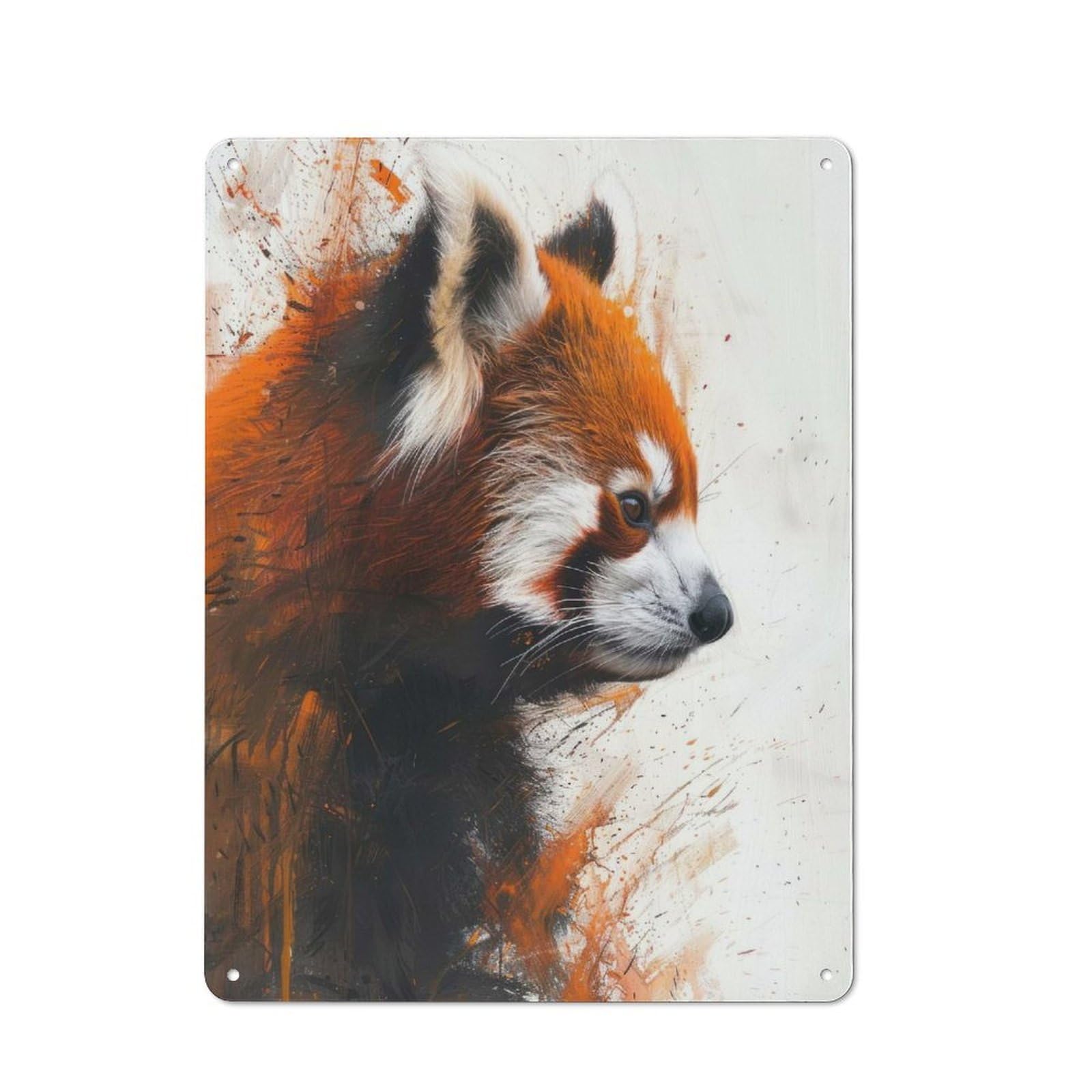 Junmoney Red Panda Painting Tin Wall Plaque 40X30cm With For Bar Or Restaurant, Housewarming Present For People Styling Bar And Restaurant