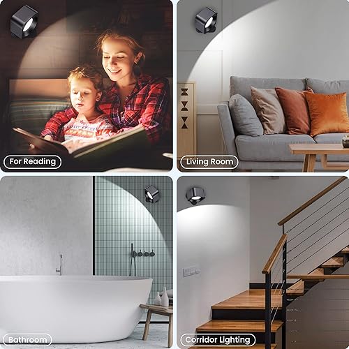 Miniatura 6 de Lámparas LED de pared para dormitorio, luces de pared recargables con 3 temperaturas de color y 3 brillos, bola magnética de rotación de 360