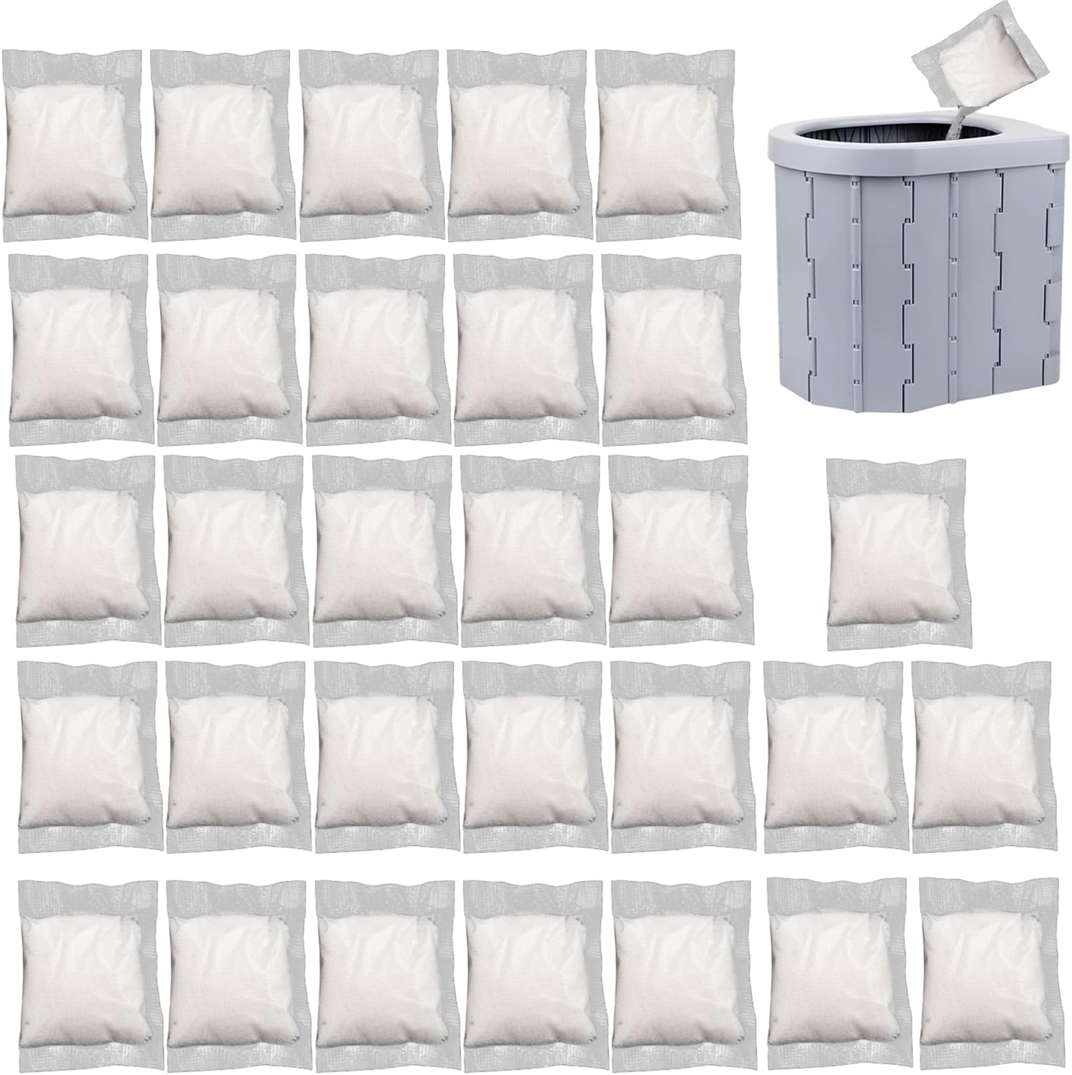 Urine Absorbent Powder - 30-Pack Liquid Solidifier With Odor Neutralizer | Portable Toilet Coagulant | Urinne Bag Coagulants Withh Strong Water Absorption, For Fishing Traveling Camping