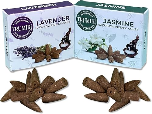 Conos de incienso de reflujo  Paquete combinado de 20 conos de incienso en cascada  10 lavanda + 10 jazmín  Conos de incienso de reflujo  Conos de