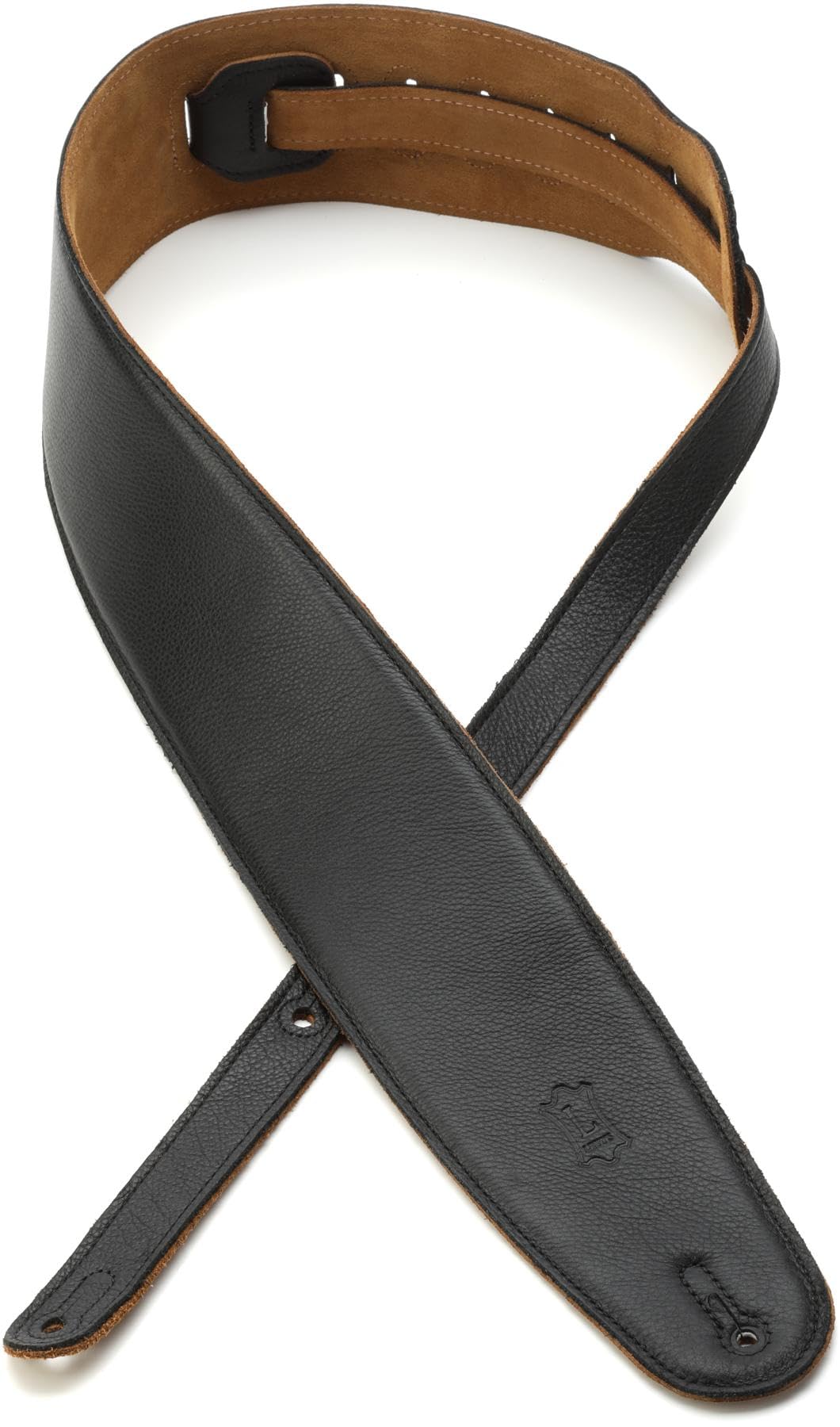 Levy's M4GF-XL-BLK Gitarrengurt (extra lang, Leder, mit Riemen, 89 mm) Schwarz