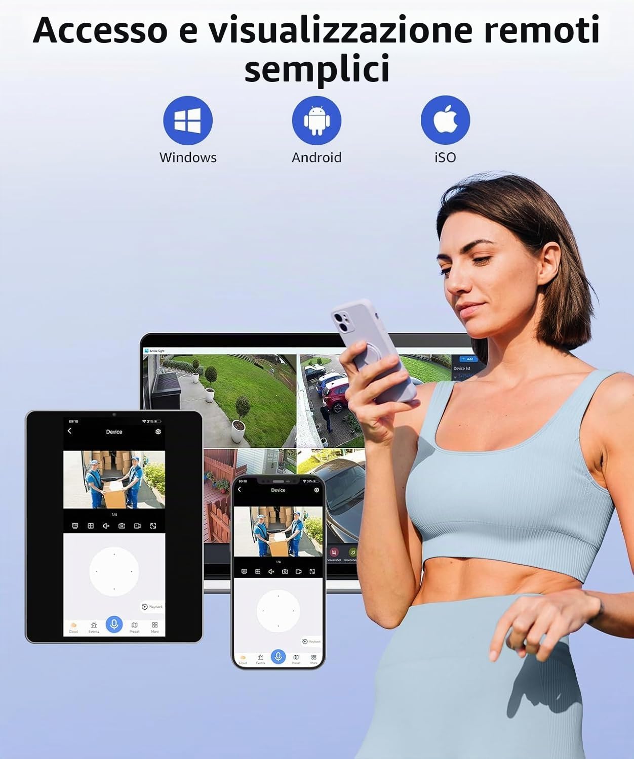 ANNKE Set di telecamere di sorveglianza da 5 MP, per esterni, Wi-Fi, 16 CH 4 K NVR con 12 telecamere PT, visione notturna a colori, audio bidirezionale, riconoscimento intelligente delle persone