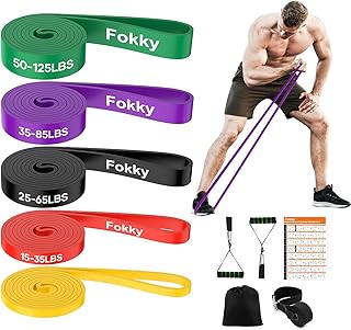 Fokky 5 Livelli di Resistenza Elastici Fitness,elastico Fitness di Resistenza per Trazioni,Bande Elastiche con Ancoraggio Porta, Maniglie e Cover Protettiva