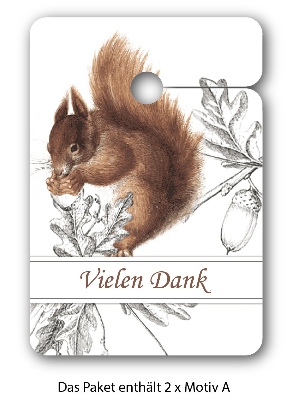 Elegante Dankes Geschenk Anhänger | Papieranhänger | Geschenk Karten (64Stk) mit Eichhörnchen und Hirsch: Vielen Dank