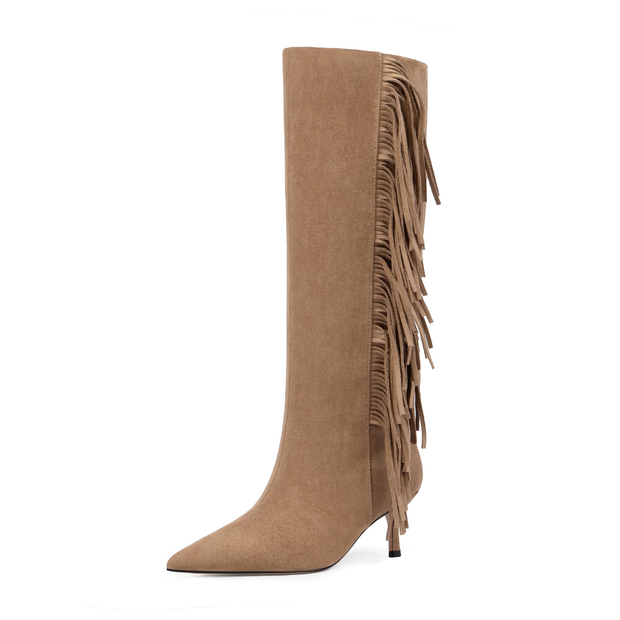 Modatope Knee High Boots Women Kitten Heels Tall Boots Pointed Toe Long Boot for Women