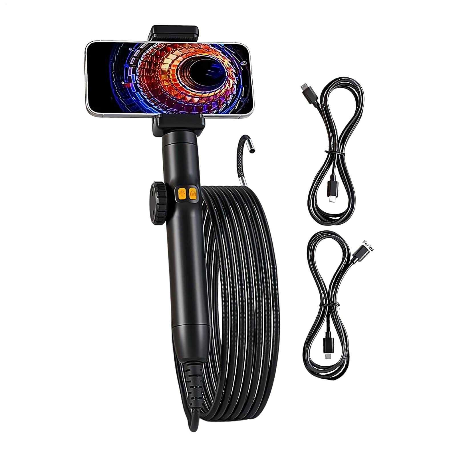 Endoscope Camera with Light, Industrial Inspection Camera, Waterproof Snake Scope, Flexible Tube for Duct, Hvac System, Electrical Equipment Maintenance, Industrial Use, Size 6mm and 8mm