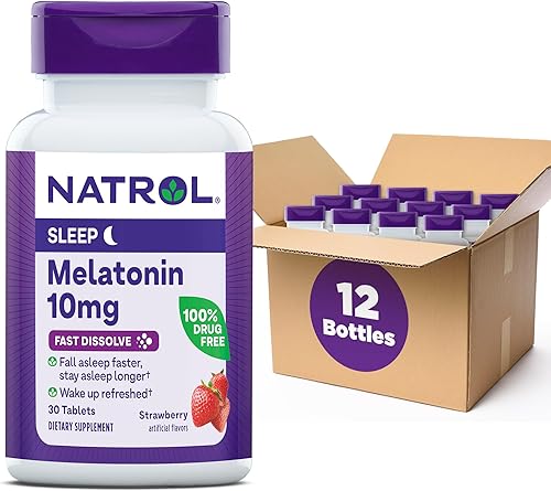 Natrol Sleep Melatonina - Tabletas de disolución rápida de 10 mg, ayuda para dormir por la noche para adultos, 30 tabletas de melatonina con sabor a