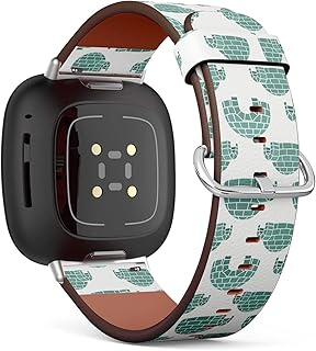 CJBROES Replacement Leather Watch Band, Compatible with Fitbit Versa 3 and Fitbit Sense of Wristband Bracelet Accessory - ice House Igloo Color