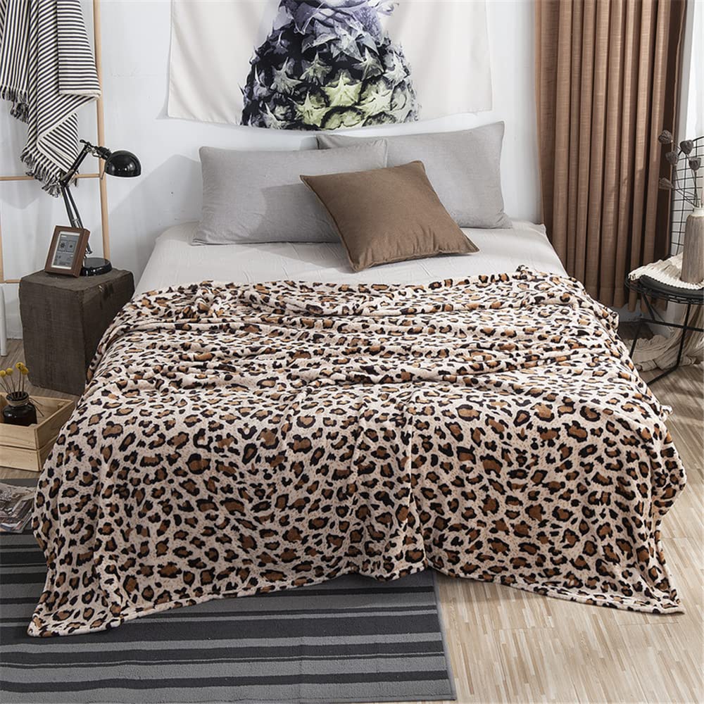 Lukery Manta para Sofá Microfibra, Super Suave Caliente Manta para Cama para Toda Estación para Sofá, Cama, Viaje, Sala de Estar (100x120,Estampado de Leopardo)