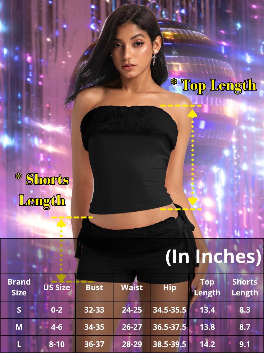 Women 2000s Sexy Two Piece Sets Club Outfits, Strapless Bandeau Tube Top Going Out, Low Rise Booty Micro Shorts Rave - Image 6