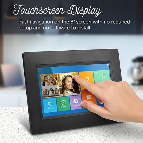Miniatura 4 de Aluratek Marco de fotos digital LCD WiFi de 7 pulgadas con pantalla táctil y 8 GB de memoria incorporada, compatible con USB/SD/SDHC, reloj