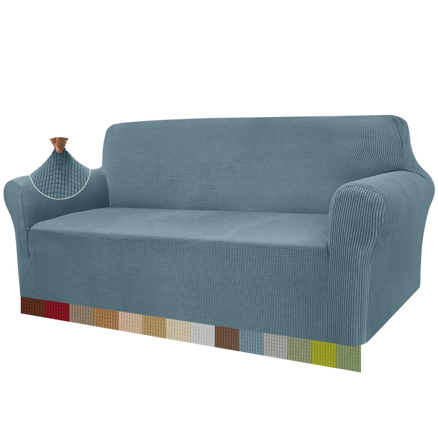 Granbest High Stretch Sofa Covers 3 Seater Super Soft Stylish Couch Covers for Dogs Pets Cats Jacquard Spandex Non Slip Sofa Slipcover for Living Room Furniture Protector (3 Seater, Light Blue) — image 1