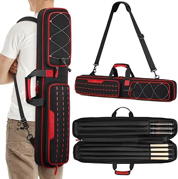 BOSSTIN Pool Cue Case, 3x4 / 5x5 Pool Stick Billiard Cue Accessories Soft Padded Bag Case