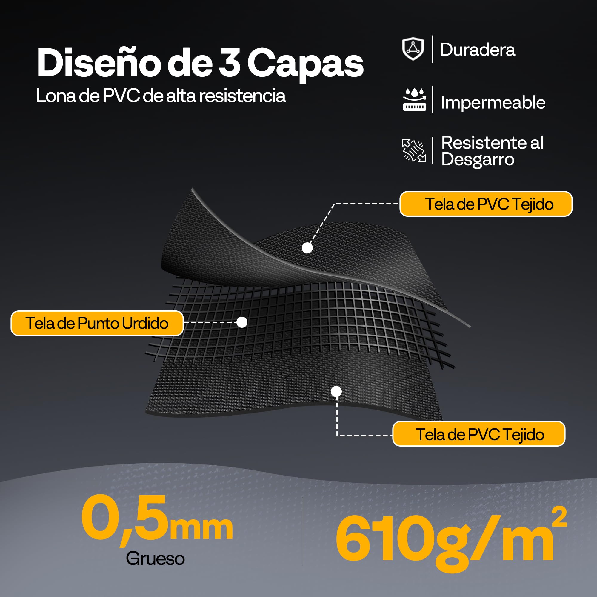 VIVOHOME Alfombrilla de Garaje de PVC Antideslizante Impermeable, 256×609cm | Alfombra Suelo Garaje PVC 3 Capas Bordes Elevados 3cm, Nieve, Barro y Aceite, Enrollable para Limpieza y Almacenamiento