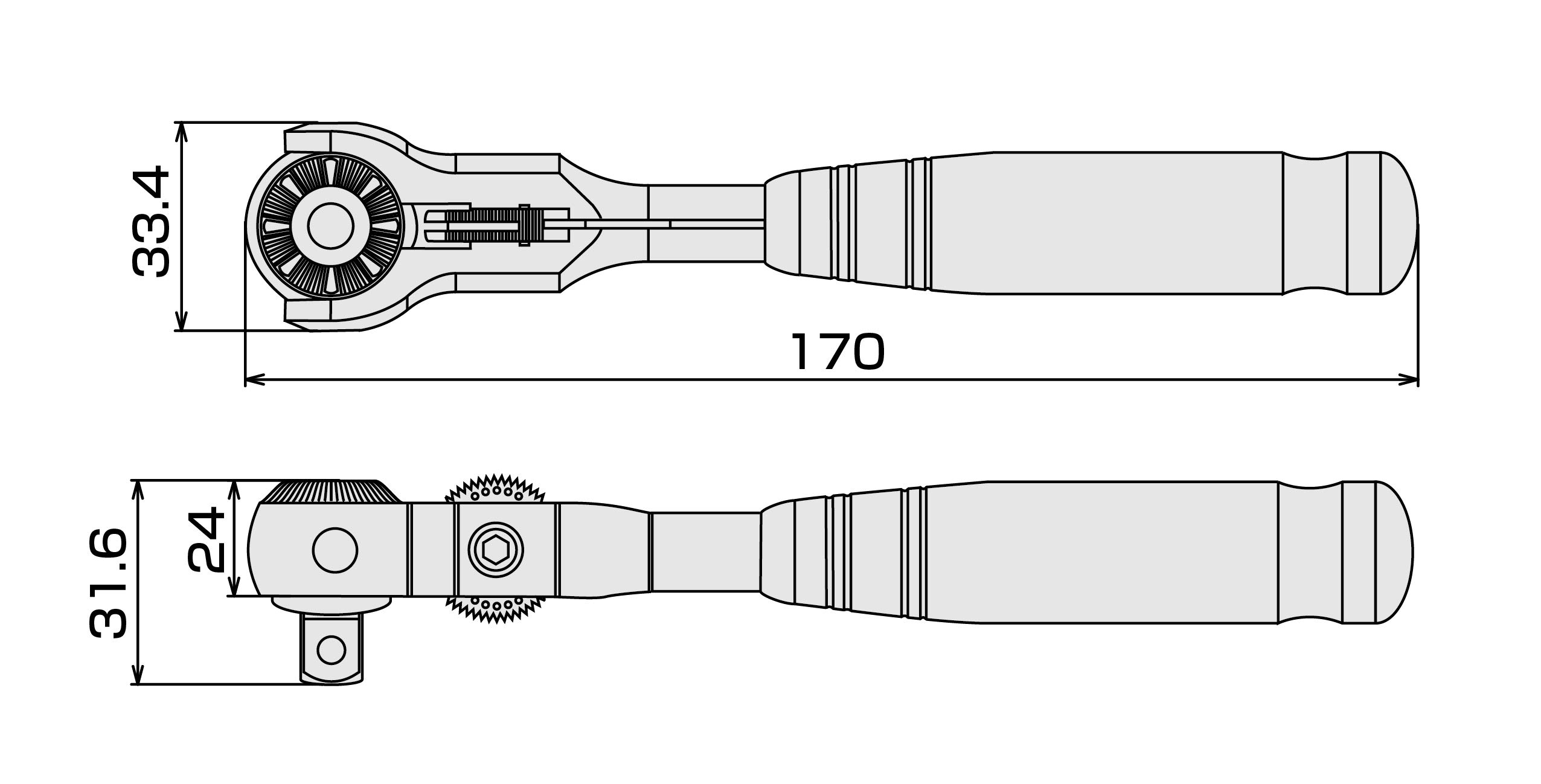TONE Ratchet Handle - 3/8" Drive -5