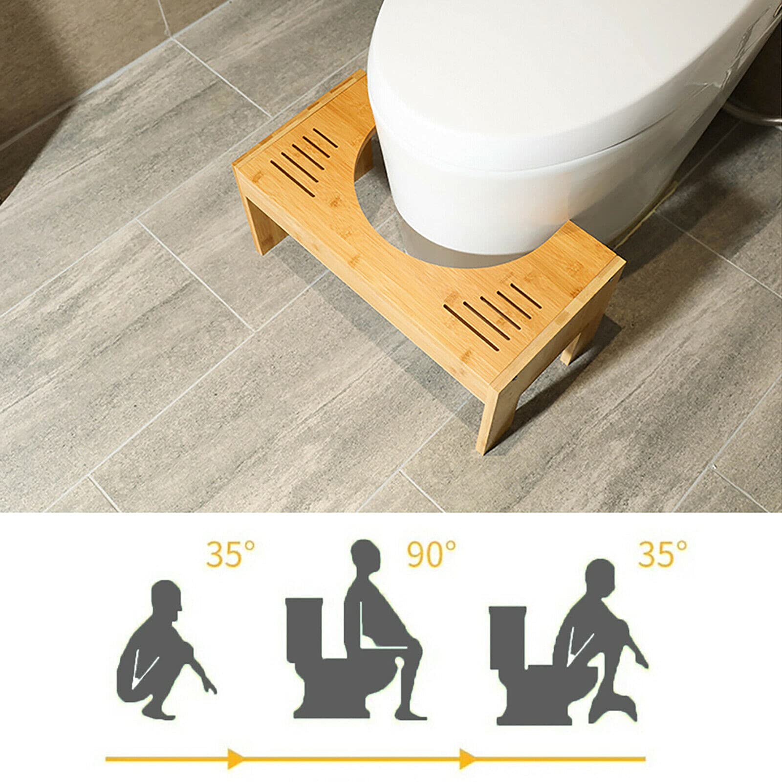 Taboret toaletowy z bambusa, podnóżek dla dzieci, pomoc w toalecie, regulacja wysokości 17-22 cm, antypoślizgowy podnóżek WC