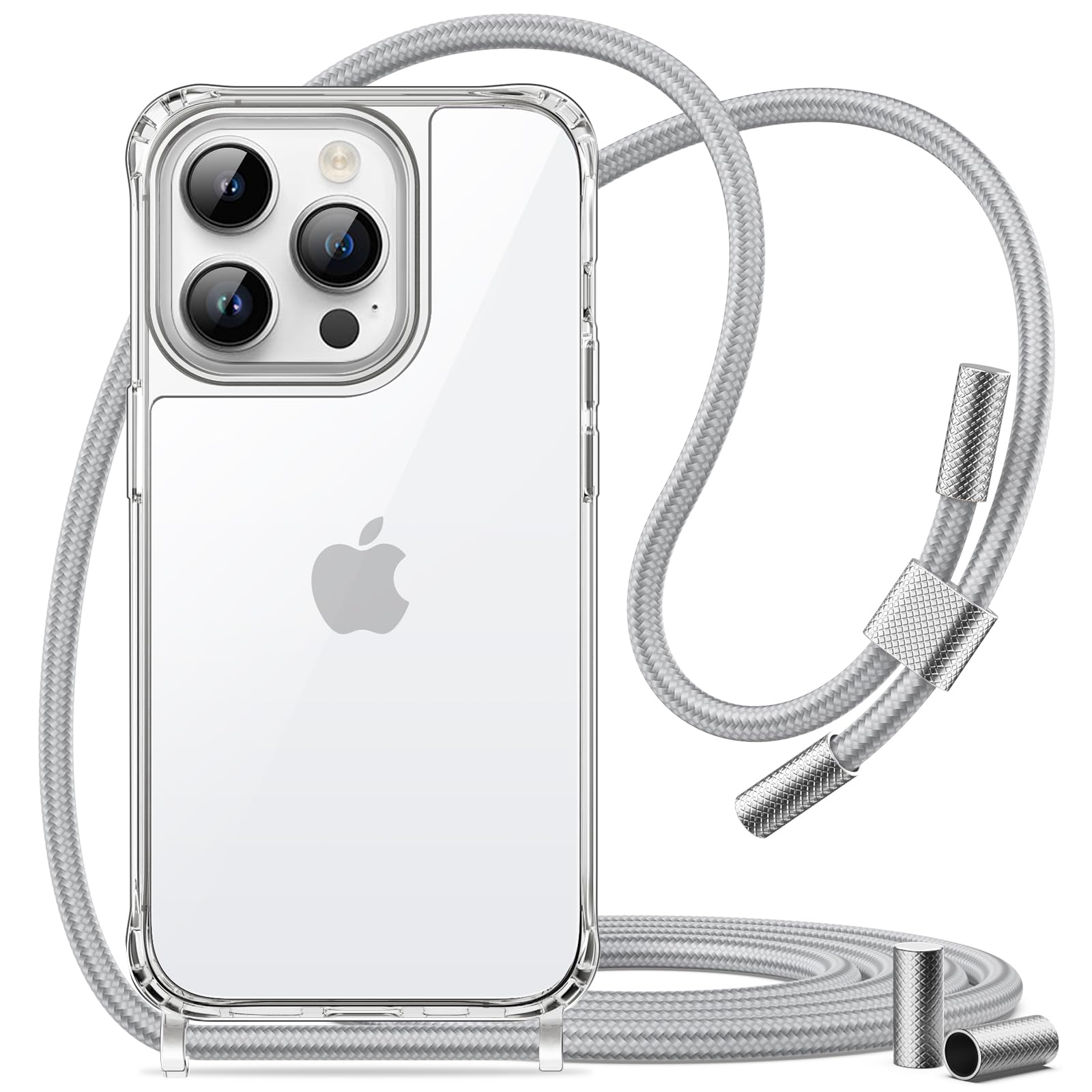 Nupcknn Coque Pour IPhone 16 Pro Max Avec Cordon, Transparente Anti-Jaunissement Coque Antichoc Housse Collier Réglable Téléphone Étui Portable Lanyard Case Protection Complète Cover