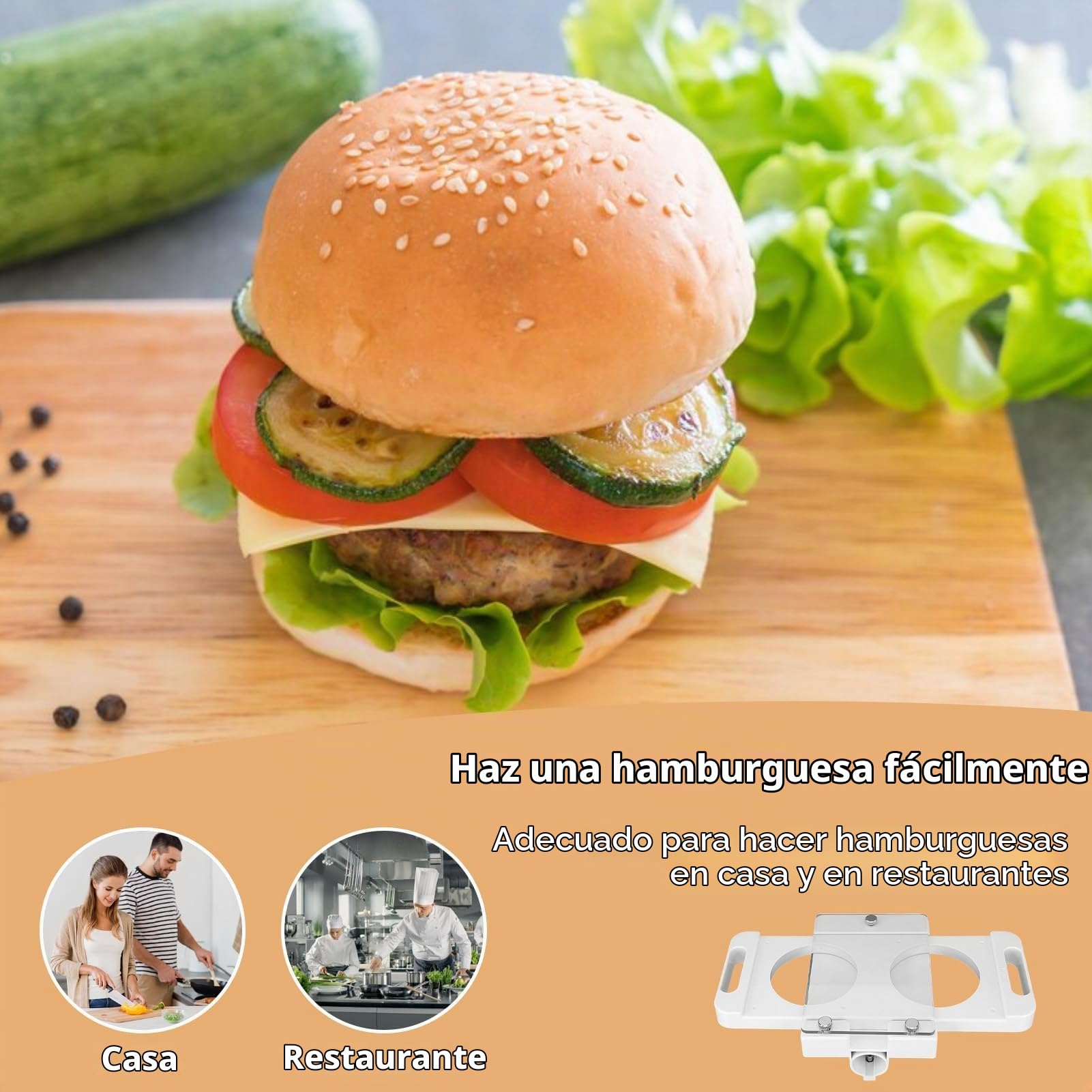 Máquina Para Prensar Hamburguesas, Prensa Para Hamburguesas, Prensa Para Carne Para Dar Forma Fácilmente A Las Hamburguesas Con 5 Tubos Adaptadores Prensa Casera Para Hacer Hamburguesas