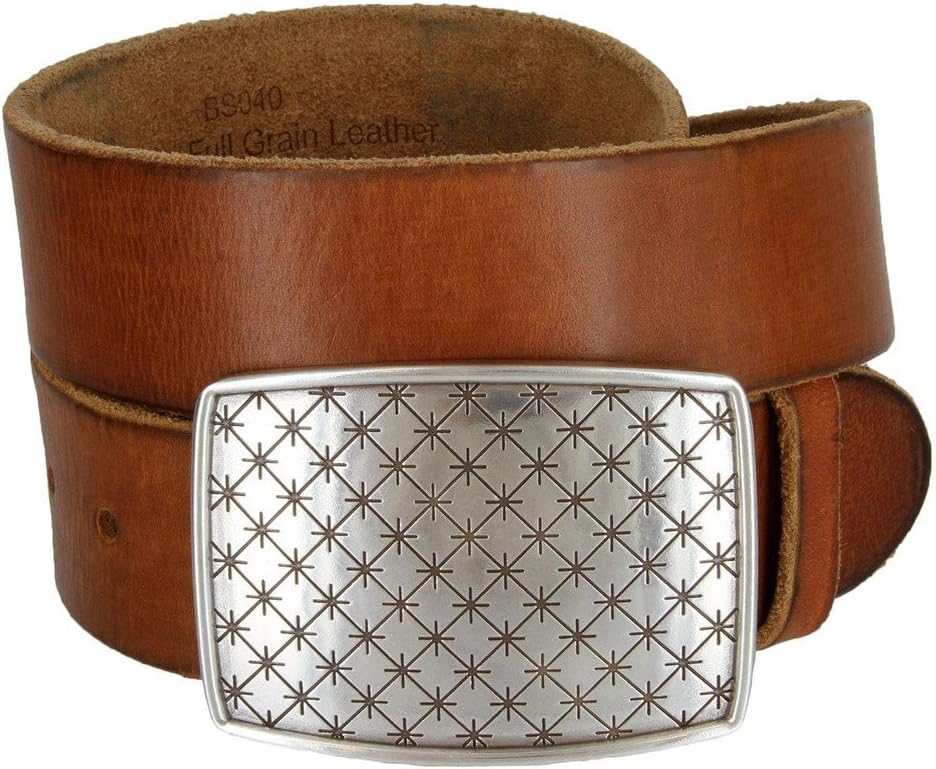 Cross Quilted Star English Silver Womens Leather Belt