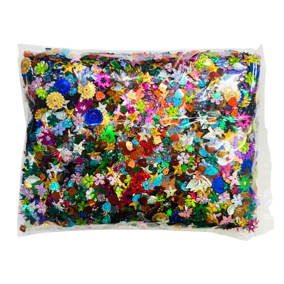 Springboard Assorted Craft Sequins (500g Bumper Pack), Mixed Colours & Shapes Large Sequins for Kids EYFS Art & Card Making