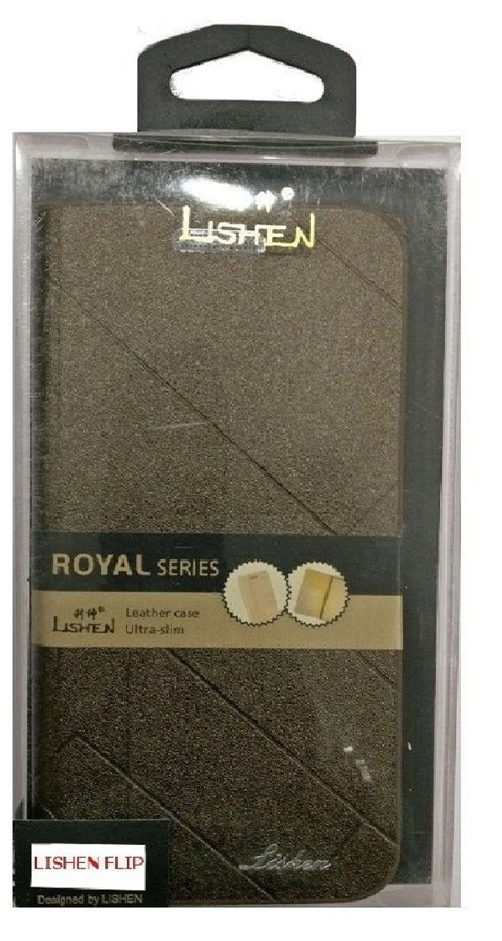 VIVO Y69 Luxury Lishen Royal Leather Flip Cover, DIPSI Premium Imported Royal Lishen Wallet Premium Imported Lishen Flip Case Cover (Brown)