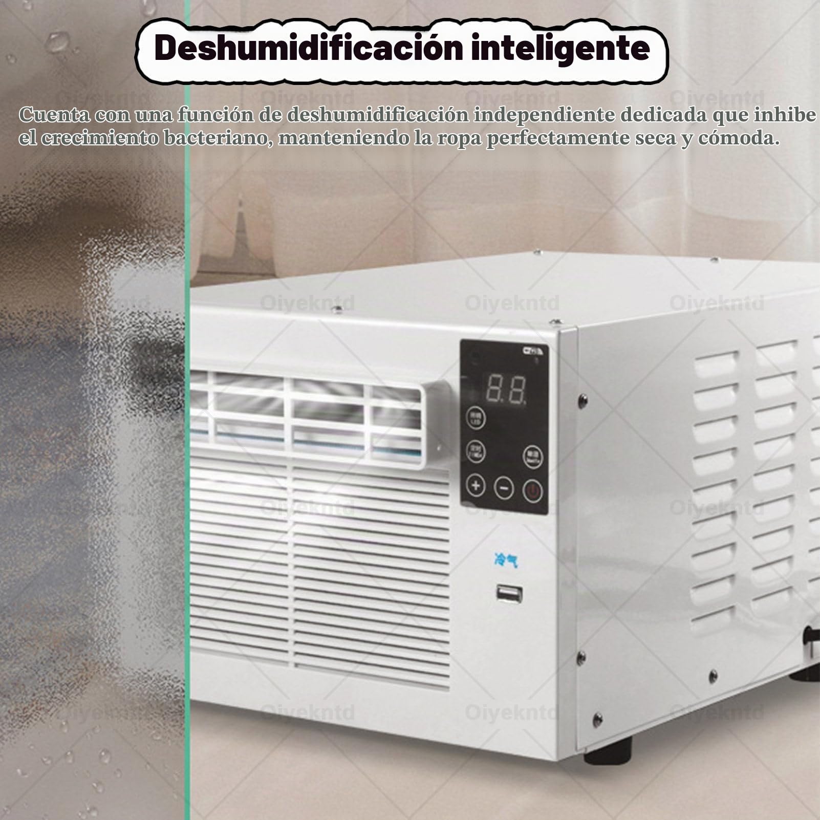 Aire acondicionado portátil, unidad compacta y pequeña de bajo consumo (280 W) con control remoto, modo dual de refrigeración y deshumidificación, temporizador de 24 horas y funcionamiento silencioso