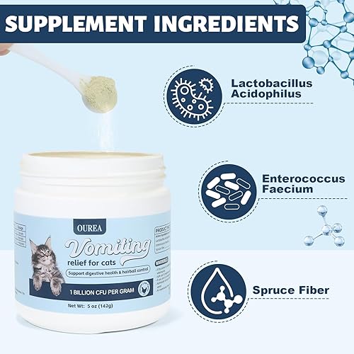 Miniatura 4 de Remedio para vómitos para gatos, alivio de vómitos para gatos, suplemento de alivio de vómitos de gato con probiótico, probiótico para gatos alivia