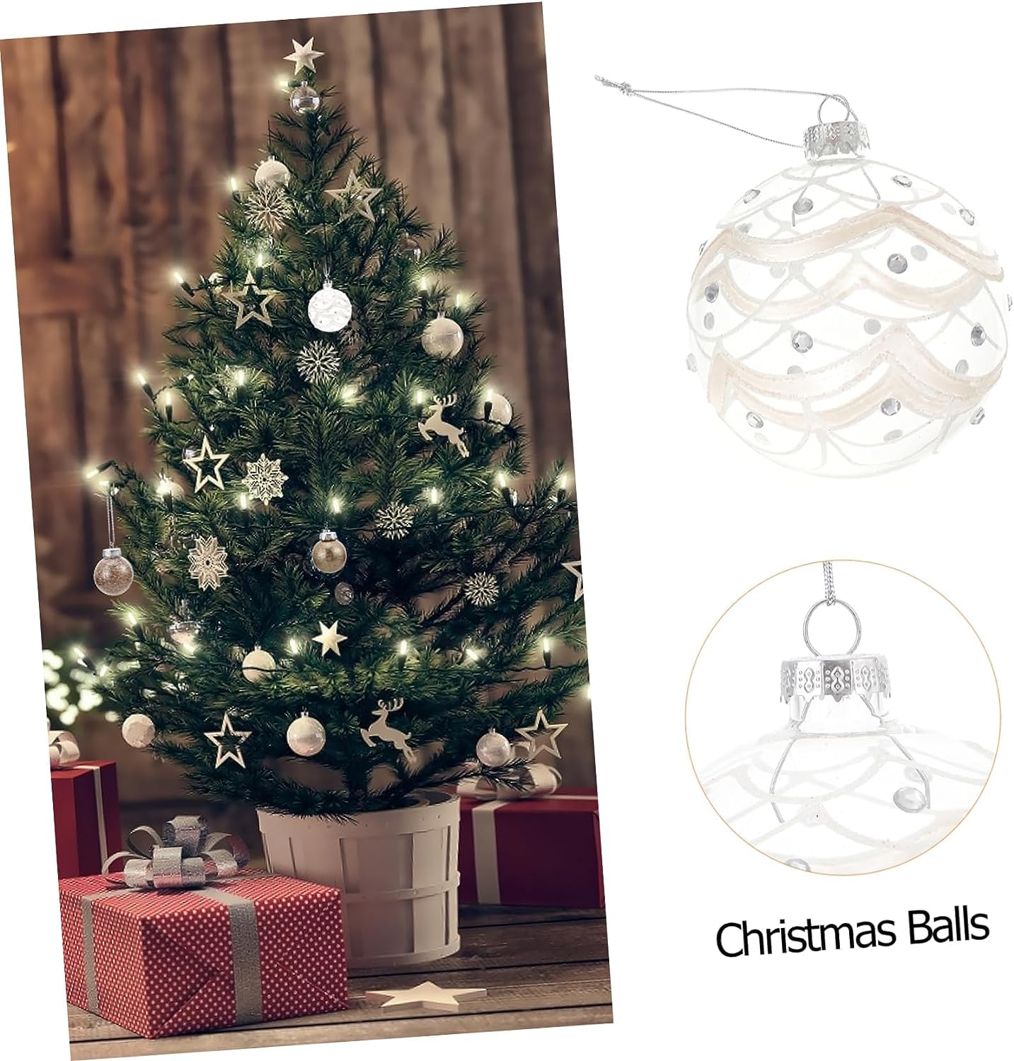 Boules de noël en Verre Transparent, 3 pièces, décorations d'arbre de noël à Faire soi-même, Boules de noël Transparentes pour fête à Domicile et Mariage