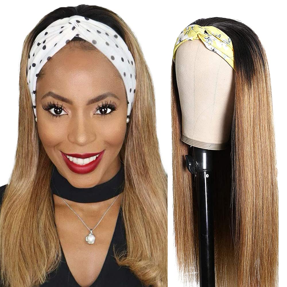 22 inch Ombre Headband Wigs 1B27 Straight Honey Blonde Headband Wigs Brazilian Remy
