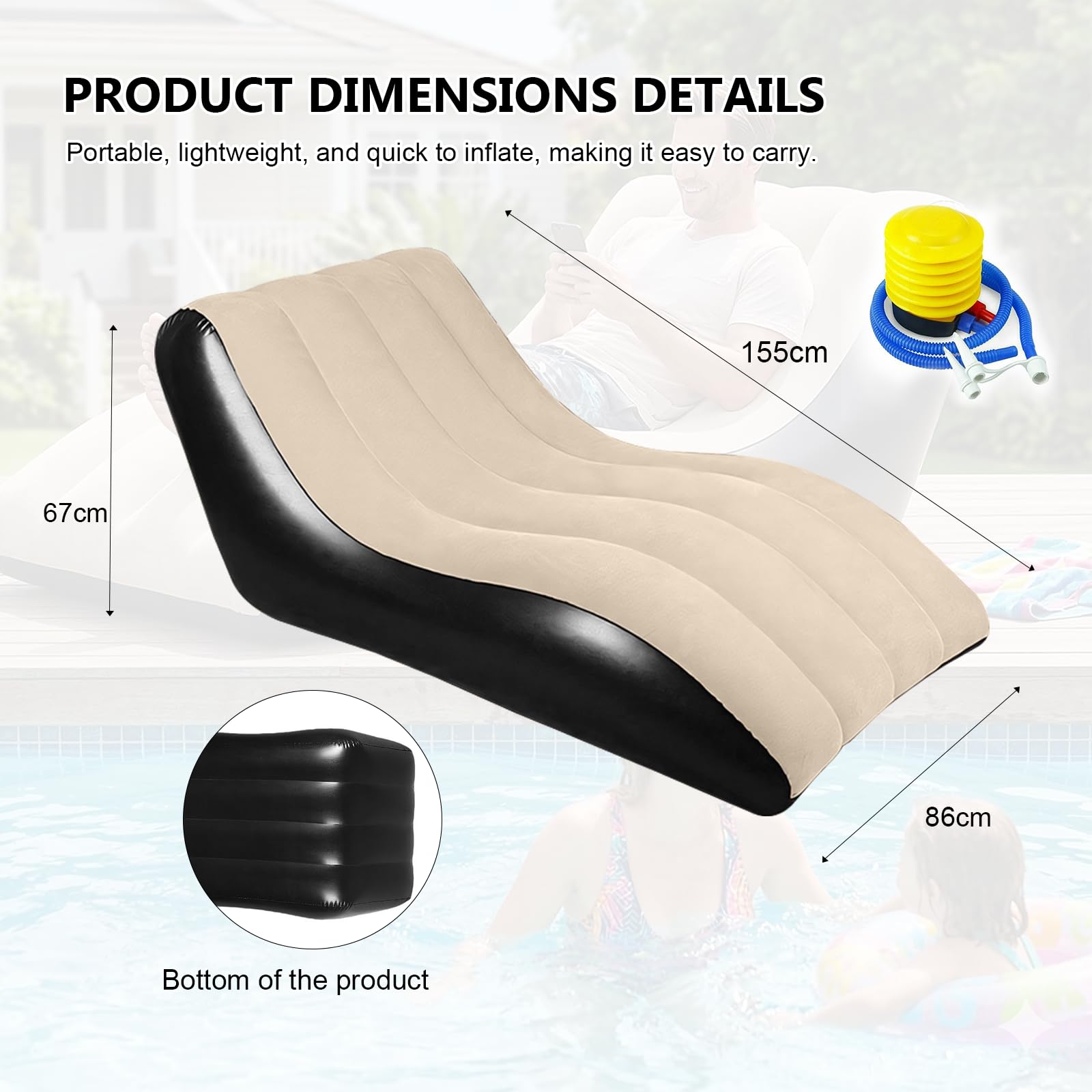 Aufblasbares Sofa, Aufblasbarer Sessel, Wasserdichtes Luftsofa Aufblasbares, Sessel, Sofa und Couch mit Beflockter Oberfläche für Wohnzimmer, Couch Aufblasbar Outdoor Camping