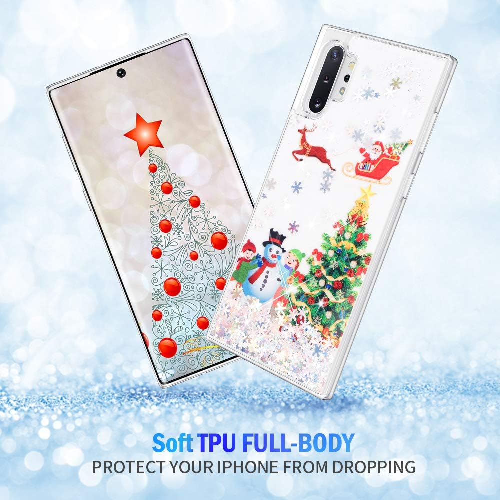 Maxdara Christmas Case for Galaxy Note 10 Plus, Merry Christmas Tree Pattern Glitter Liquid Bling Cute Girls Children Women Gifts Christmas Case for Galaxy Note 10 Plus 6.8 inches (Tree)