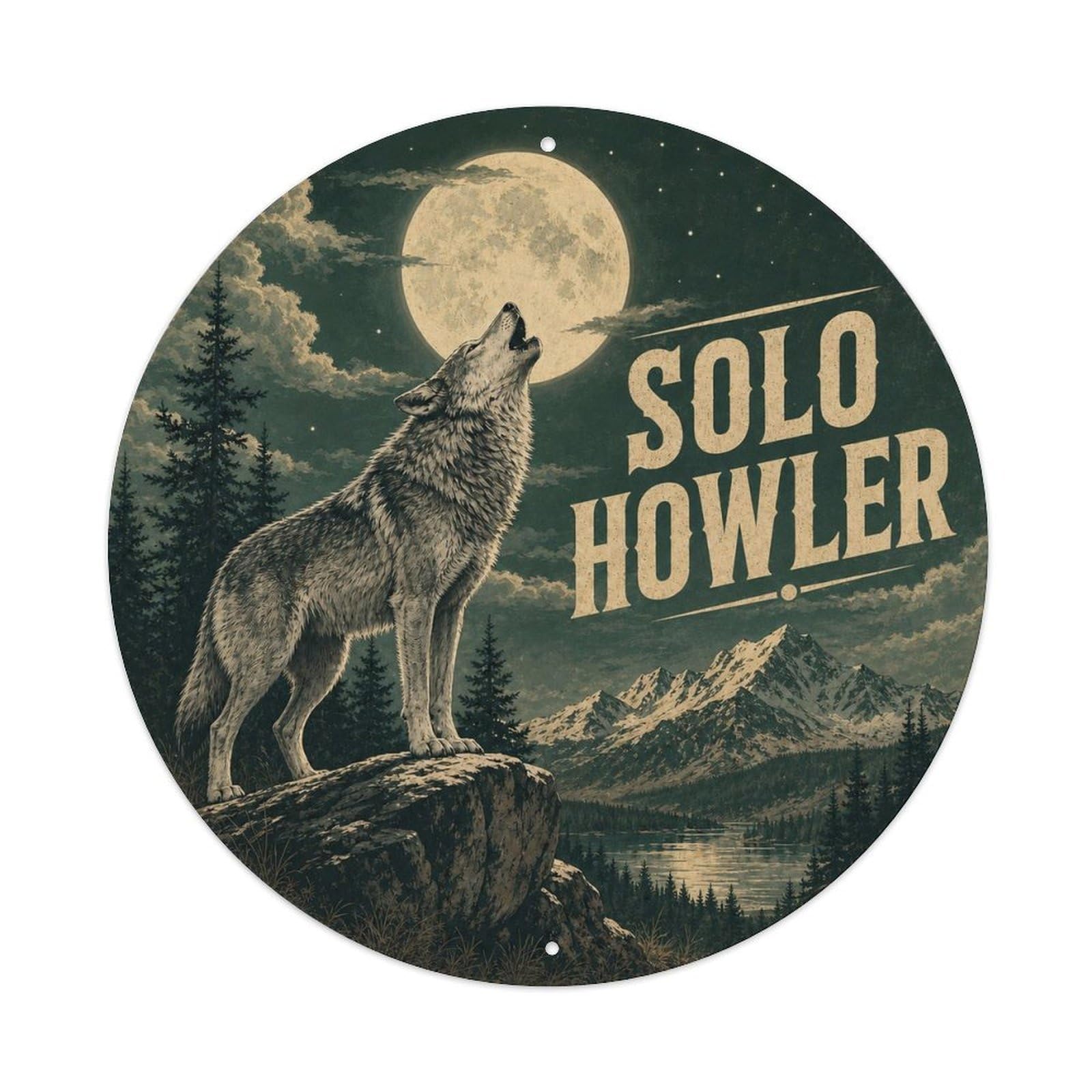 Okngb Style Wolf Cartoon Gesture Animal Humor Bold Graphic Vintage Metal Tin Sign Plaque Wall Decor For Cafe, Man Cave, Club Bar, Office, Home Garden Round Metal Poster 8X8inch