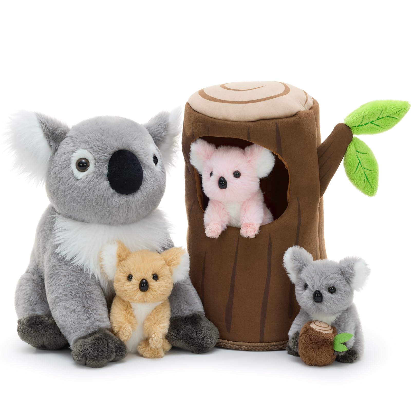 MorisMos 30cm Big Koala Teddy with 3 Baby Inside, Large Grey Cuddly Fluffy Koala Plush Soft Toys, Giant Stuffed Animal Gift for Kids Birthday — image 1