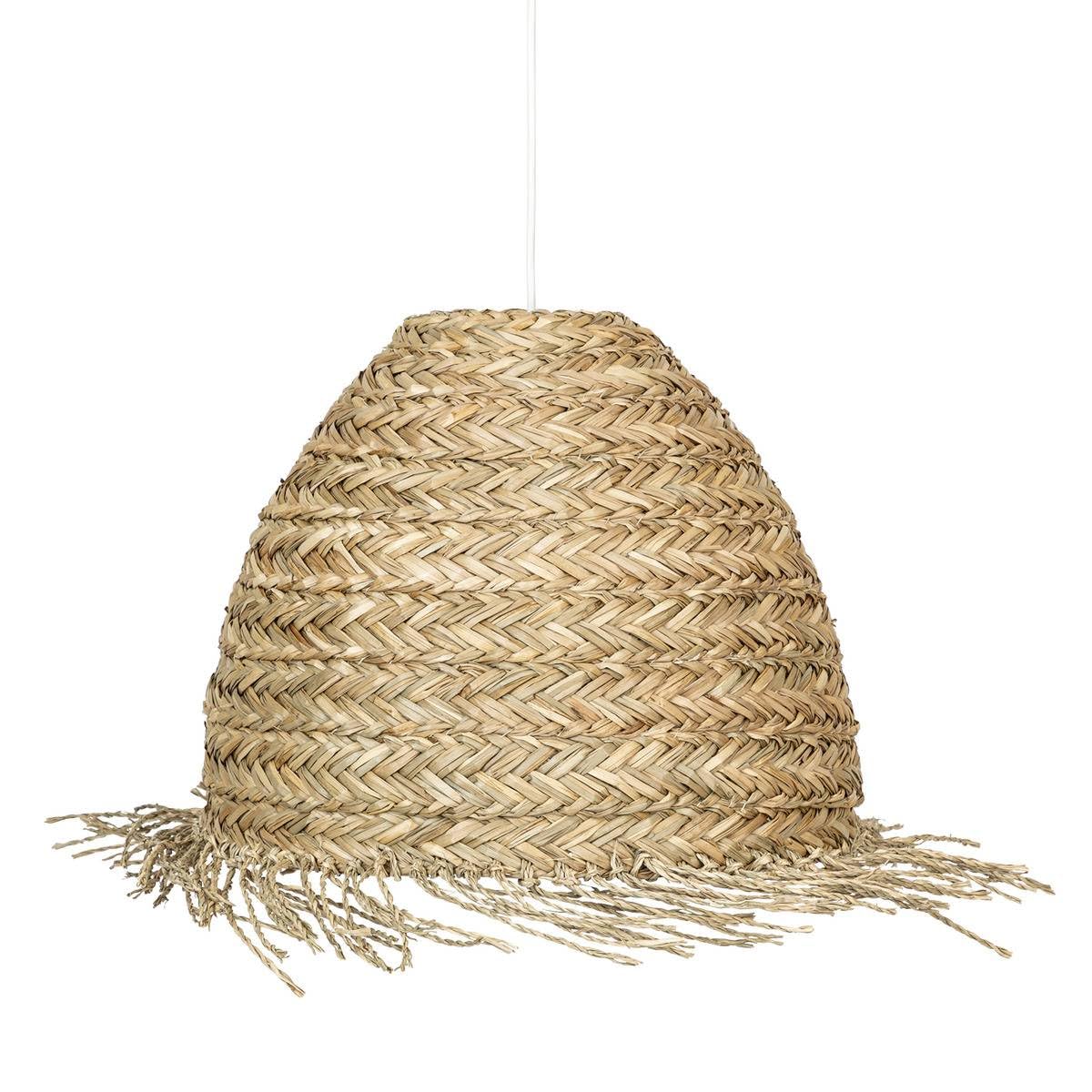 Atmosphera - Abat-jour Hania en Roseau Tressé, Ø 37 x H 37 cm, Style Bohème à Franges - Luminaire pour Salon, Chambre