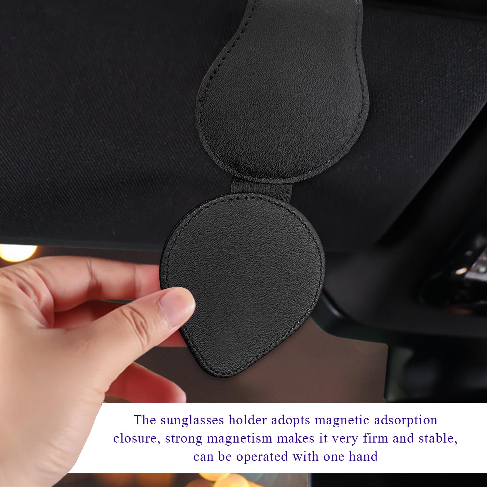 Bling Sunglass Holder for Car Visor Magnetic Leather Visor Clip Glasses Holder with Sparkling Rhinestones Crystal Visor Ticket — view 4