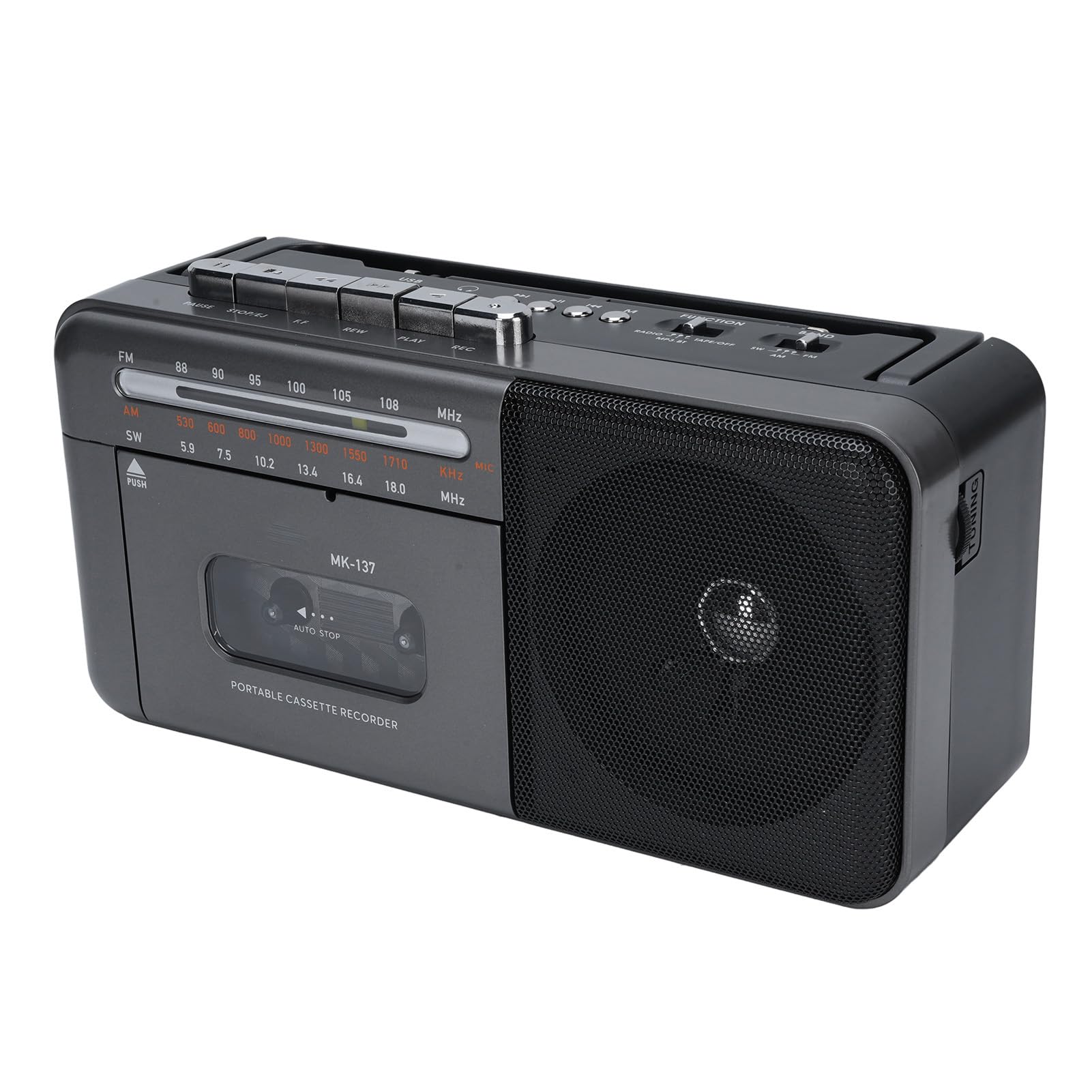 Bluetooth Cassette Tape Player, Portable FM AM SW Radio Speaker, Bluetooth Cassette Tape Player for Home Kitchen Outdoor (US Plug)