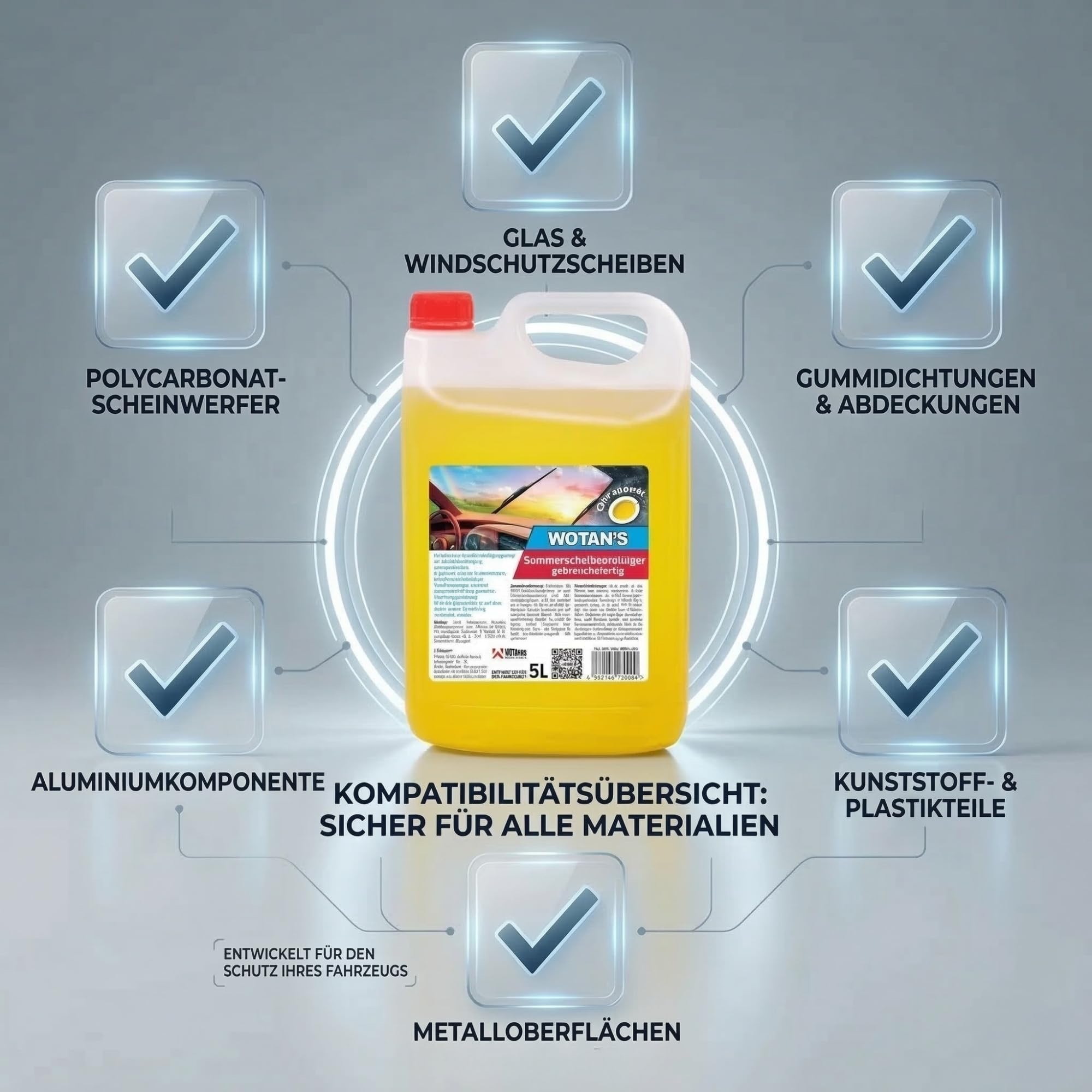 Wotan's 15L Scheibenreiniger | Scheibenwischwasser Sommer Citrusduft | streifenfrei – getestet | Premiumqualität aus Deutschland | polycarbonatverträglich und Fächerdüsengeeignet (3x5 Liter) - 3