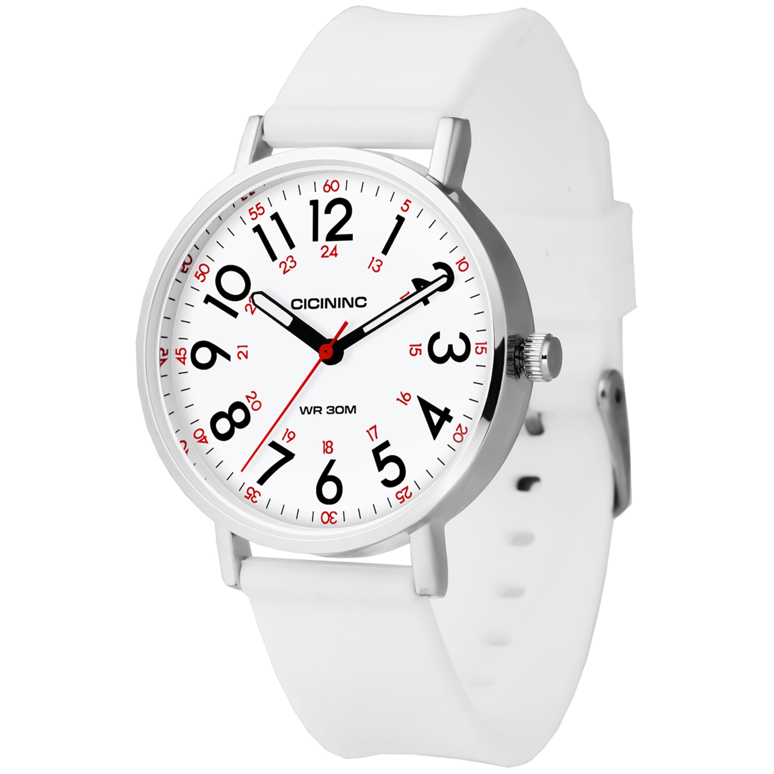 Nurse Watch for Medical Professionals Students Women Men, Analog Nursing Watches with 12/24 Hour Military Time, Second Hand, Easy to Read, Colorful Silicone Band