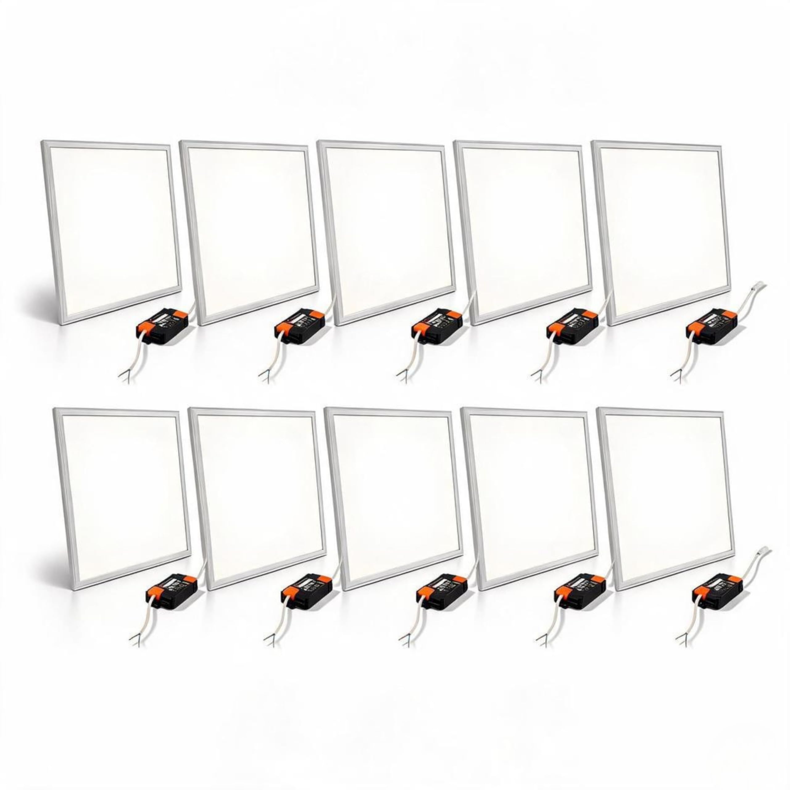 SDFIXINGS LED Ceiling Light 36W Square Panel 4000K Cool White 3200LM Bright Indoor Light for Office, Kitchen, Bedroom, Hallway, Living Room, Ultra-Slim 595x595x32mm Flush Mount Fixture (Pack 10)