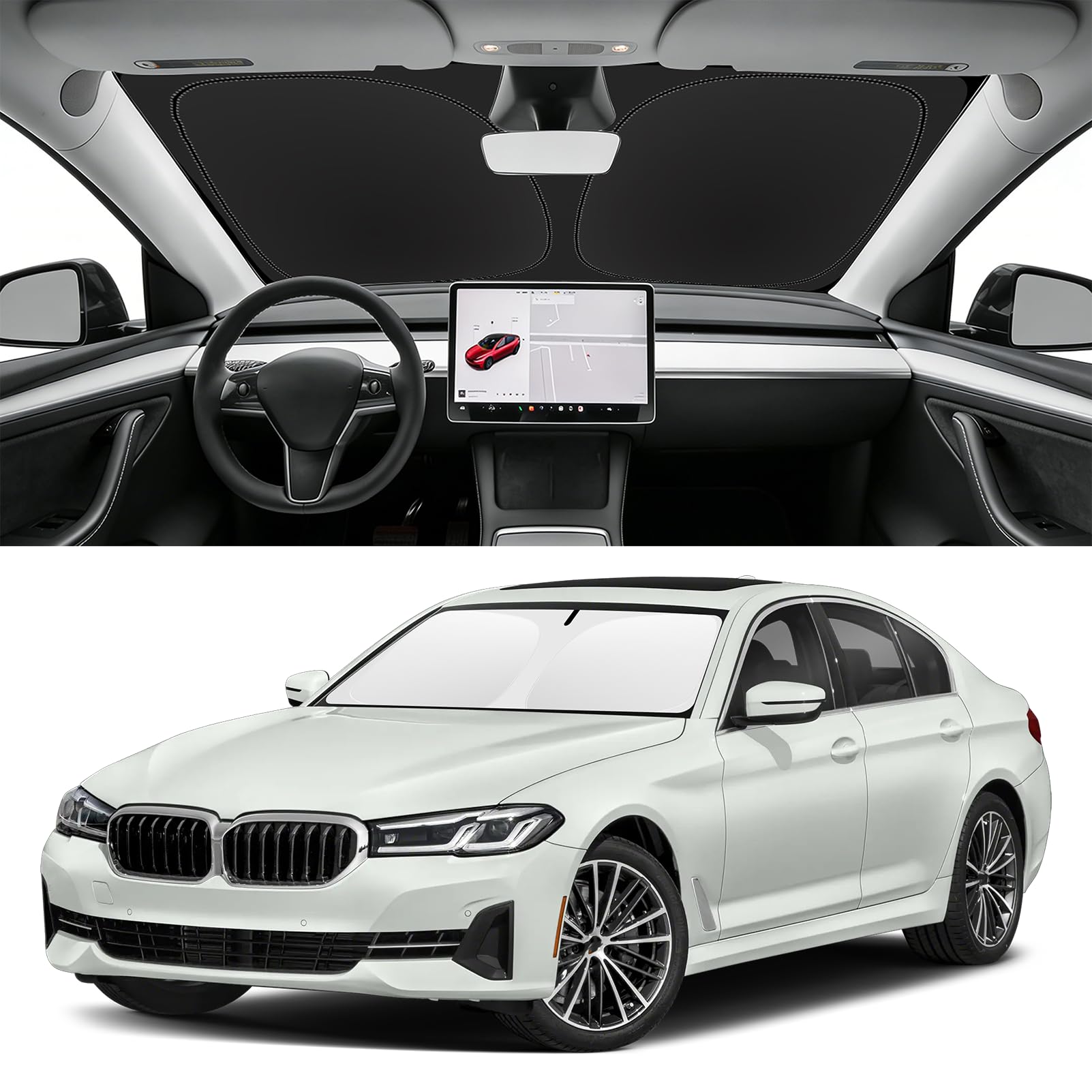 Custom Fit Windshield Sun Shade for BMW 5-Series 2017-2023