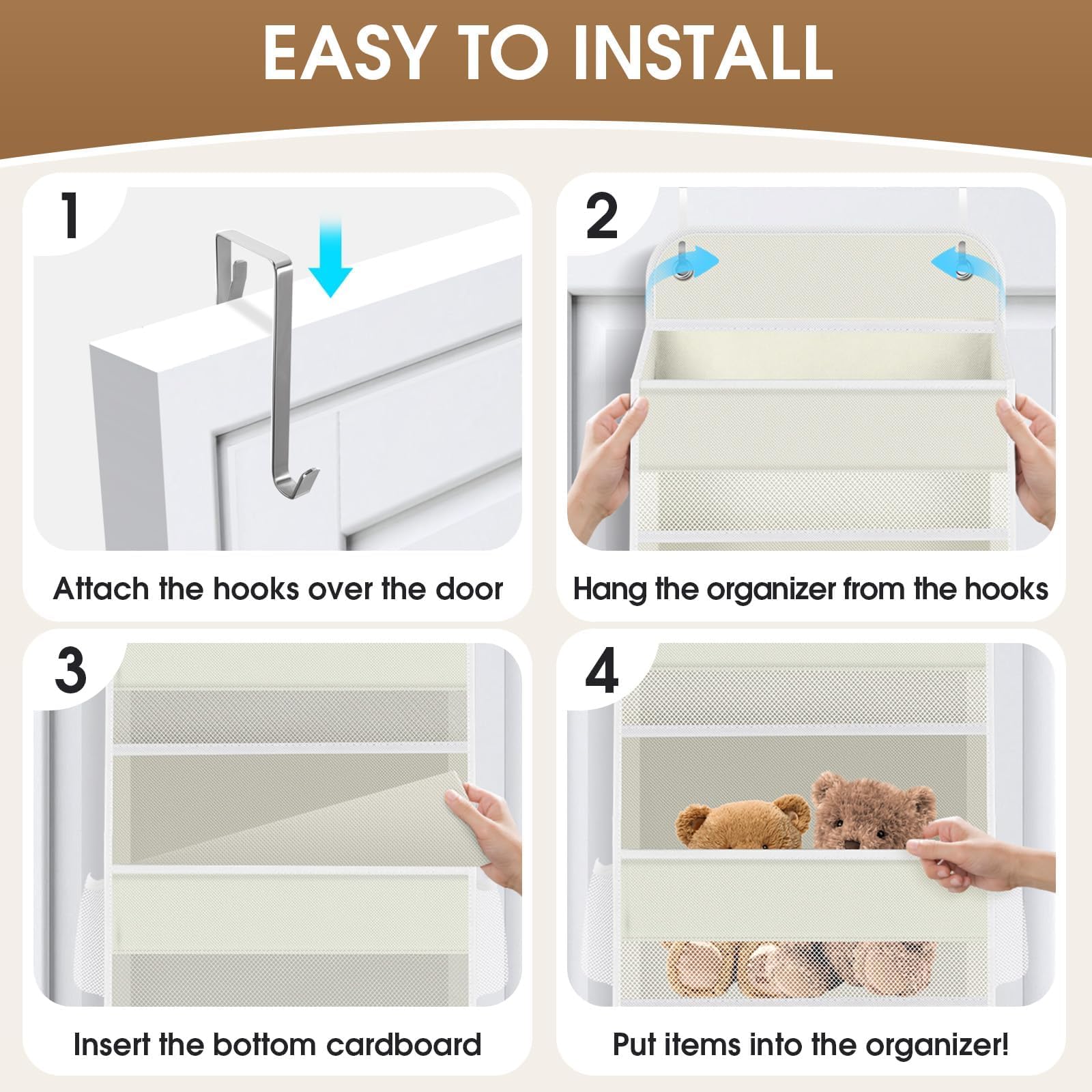 SpackHacks - Organizadores colgantes beige de 5 niveles