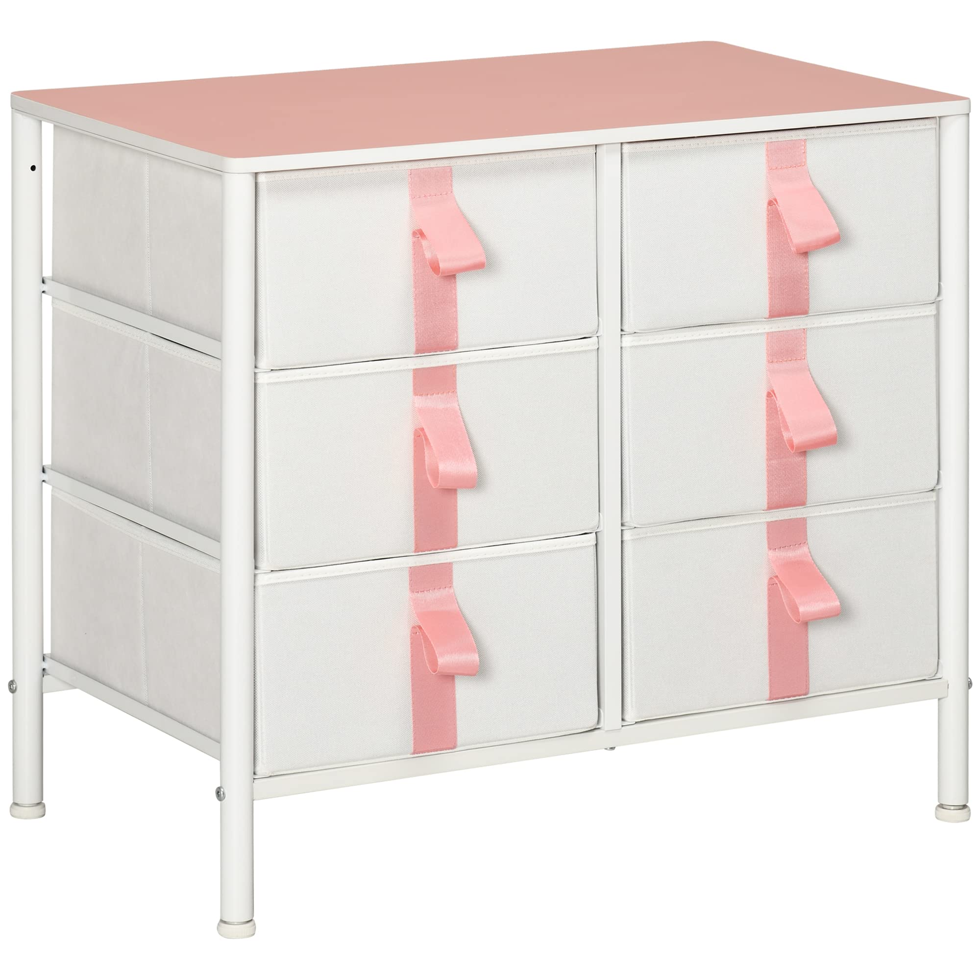 Homcom Unisex Pink Of Drawers Cloth Organizer W/ 3/6 Fabric Drawers Metal Frame Nursery Room In Kids